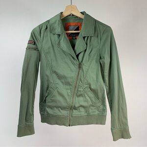Volcom Olive Green Military Moto Skate Surfer Jacket XS